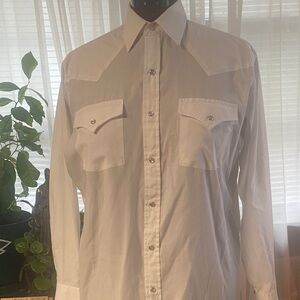 ELY Cattlman White Western Button Down Shirt with pear snaps